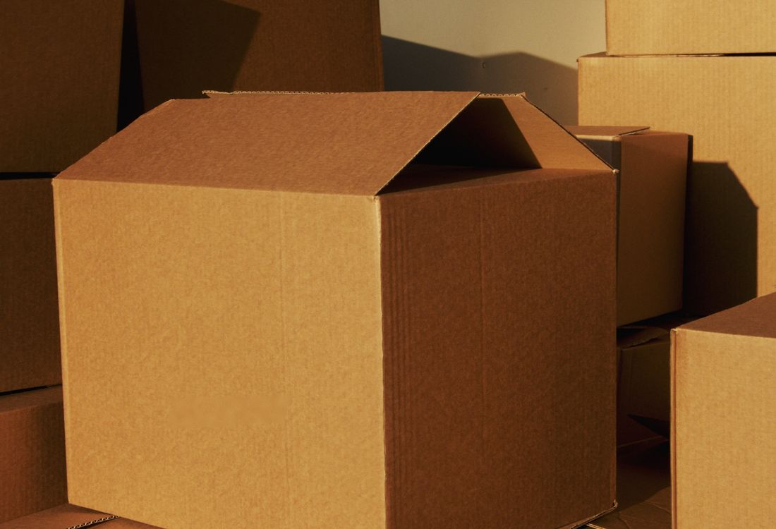 Edge of a corrugated carton showing the arched fluted medium between two liners