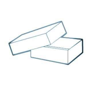 Line diagram of a full telescoping shoe-style box